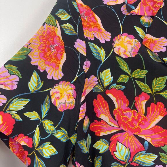 & Other Stories Paris Atelier Top Womens 4 Black Peony Print Short Sleeve Bloom - Picture 4 of 8